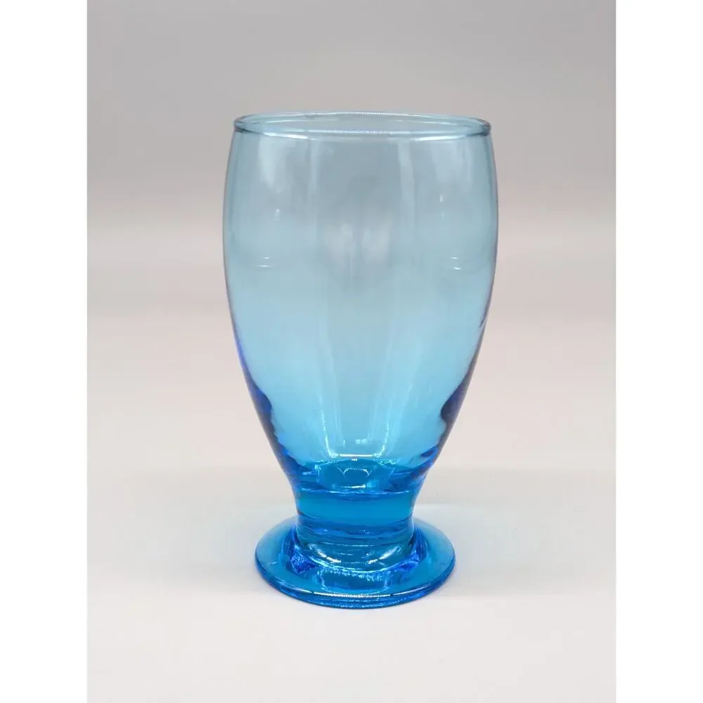 Vintage Libbey Aqua Blue Footed Cocktail Iced Tea Glasses Tumblers Set of 2